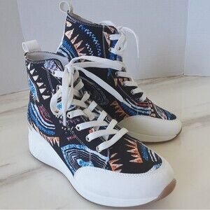 CESTFINI Graffiti High Top Canvas Wedge Sneakers Sz 10